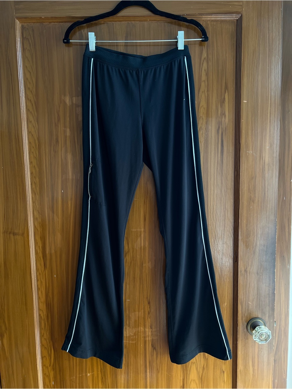 Nike Black Boot-Cut Track Pants with White Side Stripes